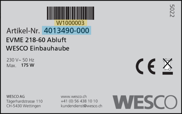 Exemple de plaquette signalétique gris clair EVME 218